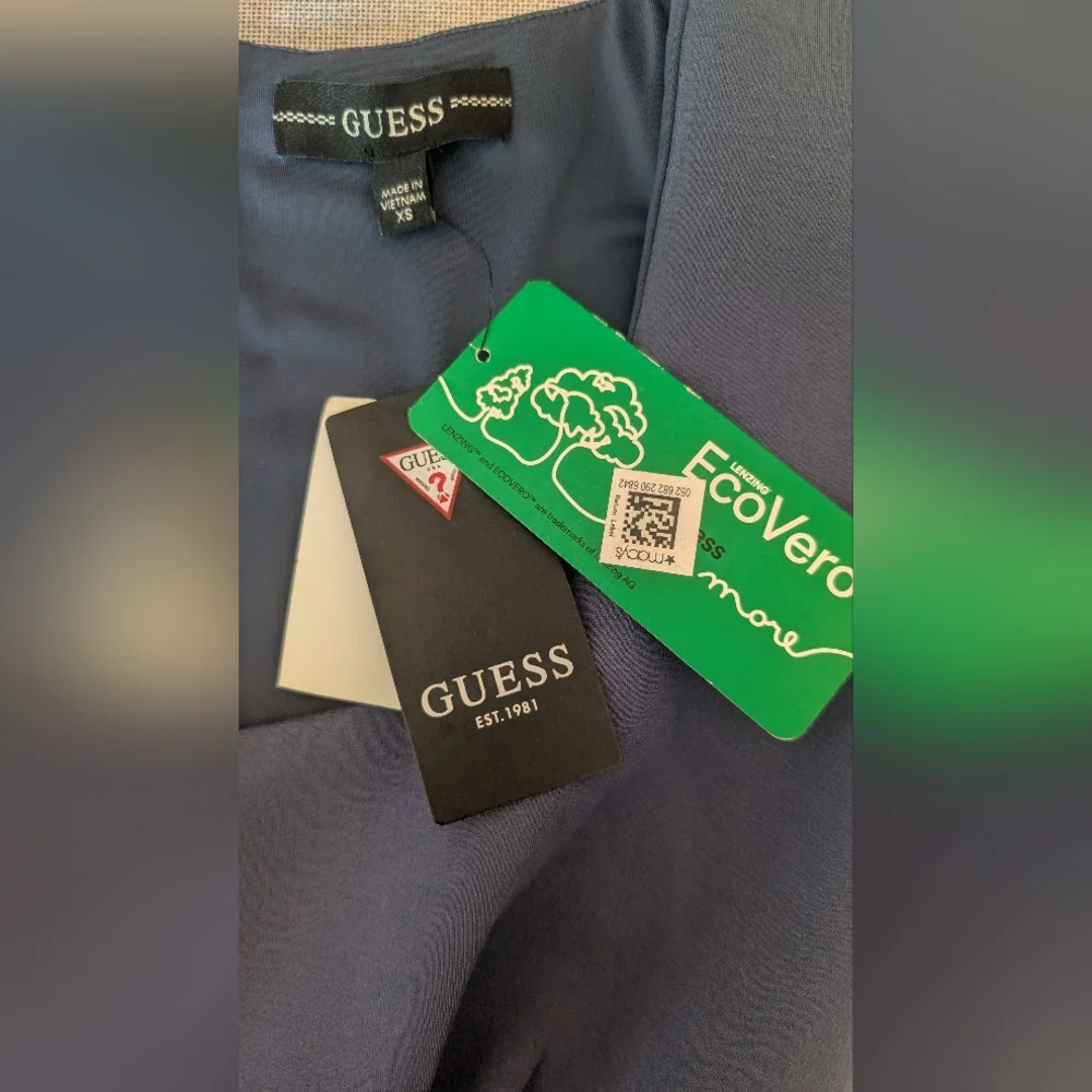 NEW! GUESS Womens Lenzing Ecovero Sleeveless Laurette Mini Dress Washed Out Navy - Picture 12 of 16